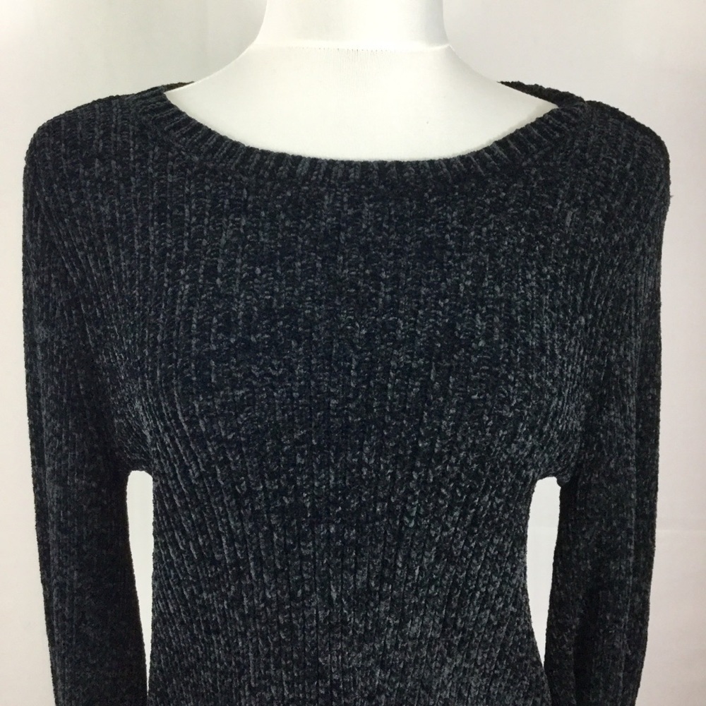 Lovers + Friends Parkwood Sweater Cropped Chenille Tie Bell Sleeve Black Size S - Picture 5 of 16
